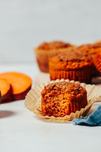 Fluffy Almond Butter Sweet Potato Muffins (GF)