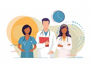 Vector illustration of the medical team.