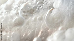 Close-up of soap bubbles forming and bursting in warm water at home, showcasing texture and patterns