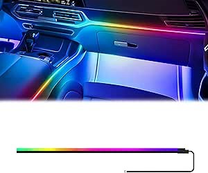 Dreamcolor Acrylic Interior Car Lights, 1 Pcs 29.5 Inches Car LED Strip Light RGB Fiber Optic Interior Ambient Lighting Kits, Sound Active Function Neon Lights