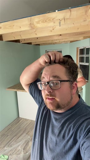 Kitchen counter is painted and the butcher block is laid down. Still need to stain the butcher block 👍 #tinyhome #tinyhouse #offgrid #homestead