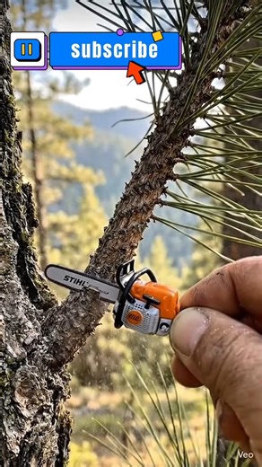 Tiny Chainsaw Power Test 😱 | Mini Tool Cutting Tree #shorts#shorts #minichainsaw #diytools