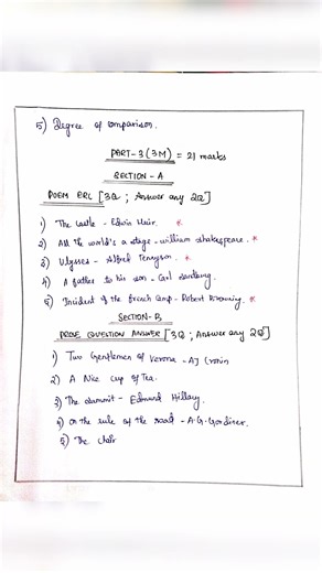 12th English / Last Minutes Important 1m, 2m,3m, 8m & Question pattern/ Half Yearly Examination