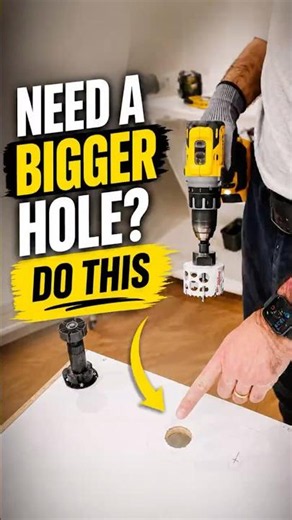 Enlarge hole using a hole saw. #holesaws #cabinetinstallation #tooltips #diy #sgproinstall