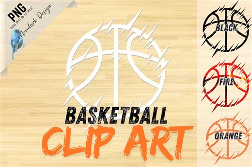 Basketball Clip Art, 4 PNG Files, Basketball Outline, Retro Logo, - Etsy