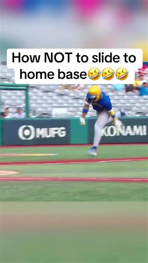 Bro still managed to score🤣🤣🤦‍♂️ when running into home for a run, you should definitely avoid doing this😒😒 #baseball #fail #funny