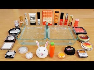 Mixing Makeup Eyeshadow Into Slime! White vs Orange Special Series Part 41 Satisfying Slime Video