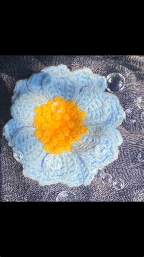 Decorative Handmade Blue Flower - Crochet Art Piece