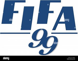 The FIFA 99 logo is a graphical representation of the 1999 FIFA video game, one of the most popular sports games of its time. It symbolizes the global reach of the FIFA video game franchise and its connection to international football Stock Photo - Alamy