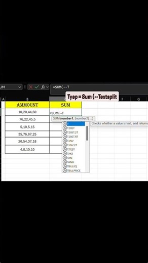 Excel Tricks: Sum Number with Commas, Sum formula #excel #shorts