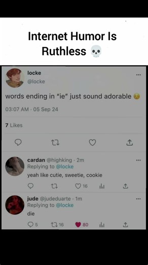 Did you understand? This meme starts wholesome with “words ending in ‘ie’ sound adorable” .