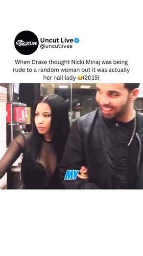 Uncut Live on Instagram: "Never forget when Drake thought Nicki was being rude with a stranger but she was joking with her Nail lady 😂😂💀 Back in 2015 Drake mistakenly thought Nicki Minaj was being rude to a random woman, only to realize it was actually her nail technician 😂 It was captured as part of behind-the-scenes footage from the filming of Nicki Minaj’s 2015 MTV documentary, My Time Again. This documentary provided fans with an intimate look into Nicki’s life during that period, showca