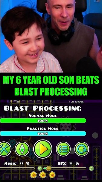My 6 year old SON beats Blast Processing on stream #geometrydash