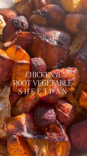 EASY EASY Chicken and root vegetable sheet pan. This took me less than 10 minutes to prepare and my entire dinner was ready in about 1 hour. It doesn’t get any easier. You can use any chicken pieces you like If you cannot find date molasses, you can substitute for honey or maple syrup. Ingredients: •about 8 pieces of chicken (i used 4 drumsticks and 2 thighs, bone in and with the skin. I also did 1 skinless breast cut into two pieces) •2 small stalks of leaks •1 whole garlic head (outer layer re