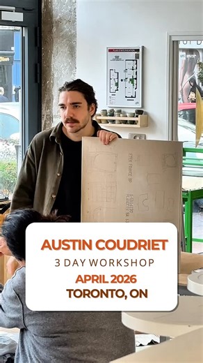 Parkdale Pottery on Instagram: "Austin Coudriet is in Toronto April 2026 at Parkdale Pottery! 🚨🎨 April 17-19 and April 20-22! ⭐️ Austin will be teaching a 3-Day Ceramic Furniture Workshop where you will create your furniture using advanced coil and slab-building techniques! Throughout the masterclass, you will gain practical experience in enclosing forms, constructing shrink slabs, and managing the drying process for each piece. Austin will provide expert insights on how to safely move and fir
