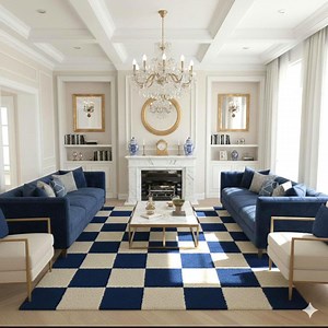 Blue & Ivory Checkered Rug – Modern Hand-tufted Area Rug - Etsy Canada