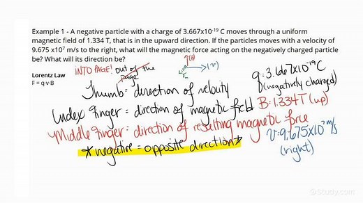 Calculating the Direction of a Magnetic Force on a Moving Charge in a Magnetic Field | Physics | Study.com