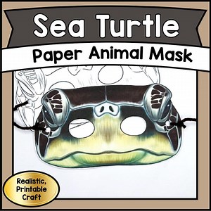 Printable JOINTED Sea Turtle Paper Mask Craft Template | DIY Ocean Animal PDF | Kids Creative Play & Educational Activity - Etsy