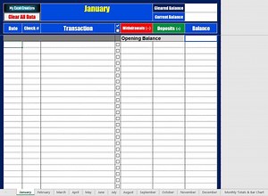 Microsoft Excel Spreadsheet - 12-month Checkbook Register (white Rows) (FOR PC ONLY) - Etsy UK