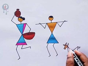 How to Draw Warli Art Easy \\step by step