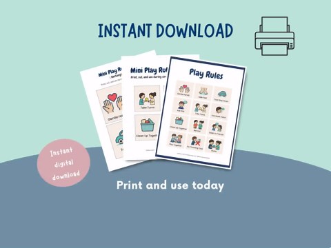 Preschool Rules Poster and Mini Cards, Classroom Visual Bundle Printable - Etsy