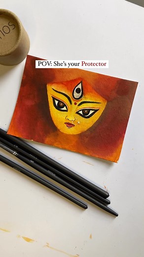 Shruti Rajput | Art • Aesthetics on Instagram: "Excited for Navratri?!❤️ I used @artios.in watercolour sheets and brushes. Also the sheet and brushes are too good!! Use code SHRUTI10 to get 10% discount. Link in my bio. . . . (Artist, Navratri, Durga Puja, Art supplies) #acrylicpainting #durgapuja #navratri #artistsoninstagram #artistsupport #trendingreels #artoftheday #artreels #durgadevi #sanatani #explore #explorepage #artbyshrutirajput"