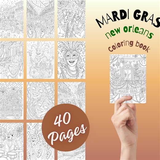 Mardi Gras New Orleans Coloring Pages | Printable Carnival Coloring Book PDF | Jazz, Masks & Parades - Etsy Australia