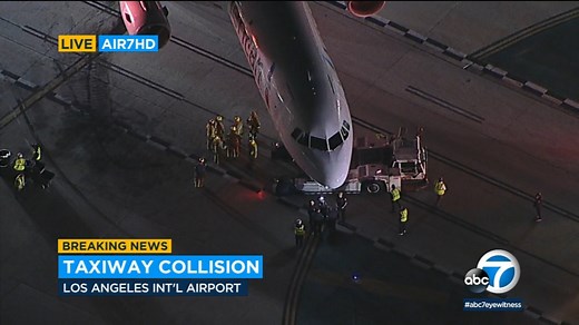 LAX collision: American Airlines jet and shuttle bus crash on taxiway, leaving 4 hospitalized
