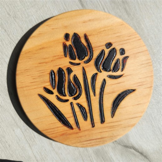 Set of 4 Pyrography Wood Coasters – Hand Burned Nature Decor - Etsy