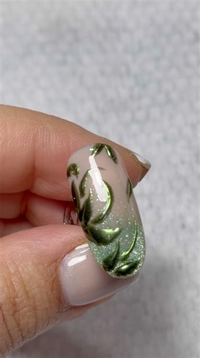3D Green Leaf Press-On Nail Art Tutorial 🌿✨ #nails #nailtutorial #naildesign #manicure