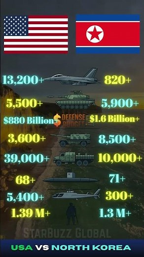 🇺🇸 USA vs 🇰🇵 North Korea 2025 | Military Power Comparison | Army, Airforce, Navy & Weapons #usa