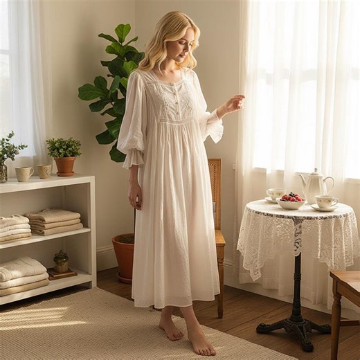 Victorian Cotton Ruffle Nightgown Romantic Princess Sleepwear, Vintage Women Nightdress - Etsy