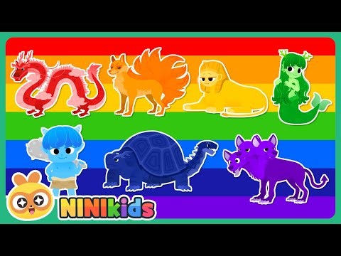 What's this fantasy animal? | Rainbow Animals | Imaginary Animals | Word Games | NINIkids