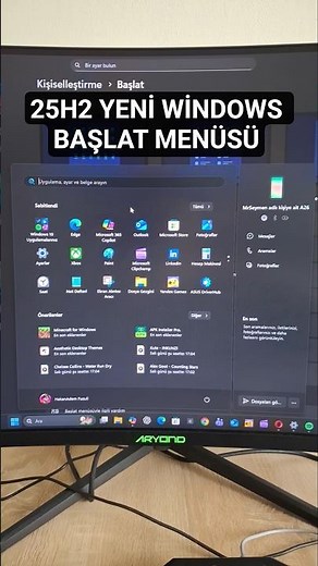 25H2 Yeni Windows Başlat Menüsü Nasıl Yapılır Gösteriyorum #windows #windows11 #windows10 #shorts