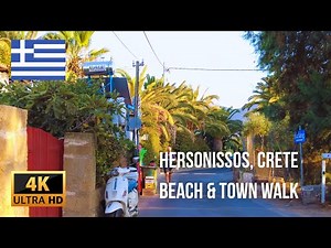 Scenic Walk in Hersonissos, Crete – Beaches, Town Center & Local Life 4K