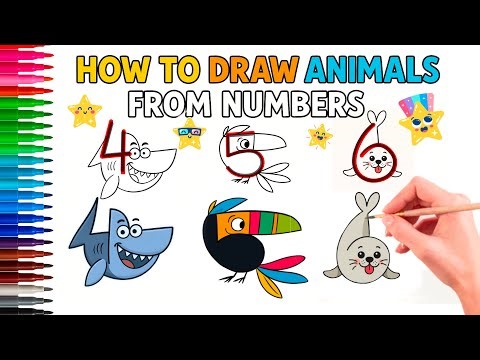 How to Draw Animals from Numbers | Shark, Toucan & Seal for Kids