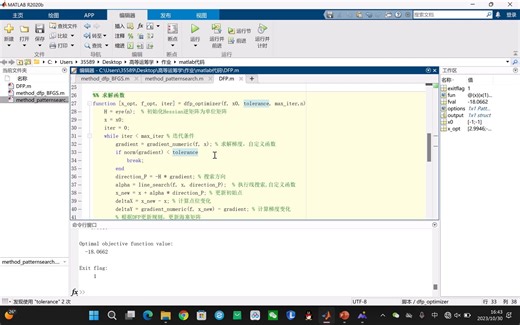 matlab编程实现DFP方法求解无约束优化问题