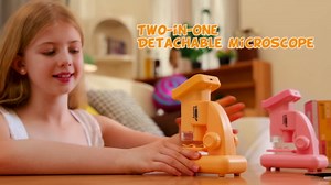 1200X Microscope for Kids, 2 in 1 Handheld & Desktop Digital Microscope with 9 Slides Science Kit, Portable Microscope HD Screen Video Record, STEM Educational Toys Gifts for Ages 3-12 Boys Girls