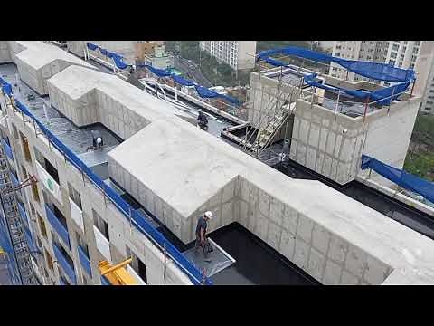 타워크레인으로 콘크리트 호퍼 작업 | 아파트 옥상지붕 만들기 | Tower crane works