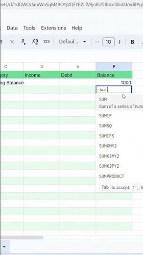 Simple Checking Ledger | Google Sheets Tutorial