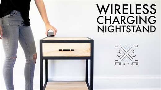 How to Make a Wireless Charging Nightstand // Woodworking // Faux Metal Base