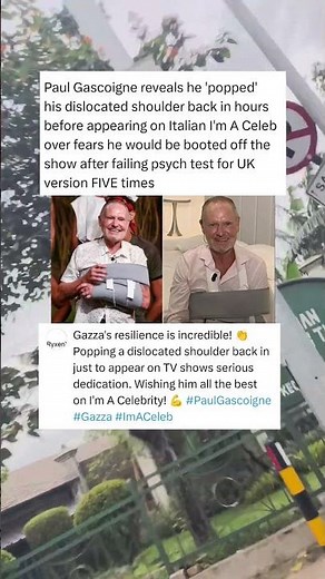 Paul Gascoigne reveals he 'popped' his dislocated shoulder back in hours before appearing ...