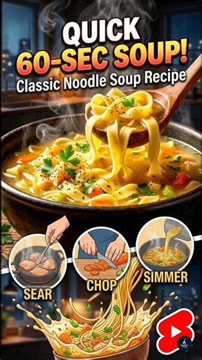 The Ultimate 60-Second Chicken Noodle Soup Recipe 🍗🍜 #comfortfood