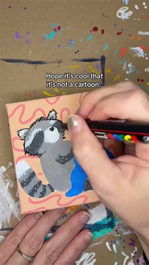 22/31 Painting a Raccoon knitting a goose sweater. #painting #drawing #art