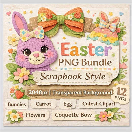 Easter PNG Bundle, Scrapbook Style , 12 Designs, Faux Paper Clipart (digital Download) - Etsy