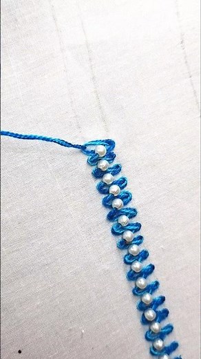 Braid stitch.hand embroidery trendy easy lace design.borderline design #embroiderydesigns #shorts