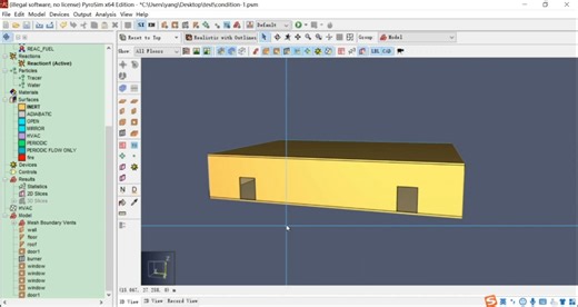 火灾模拟软件Pyrosim中机械排烟口与烟感联动运行的设置