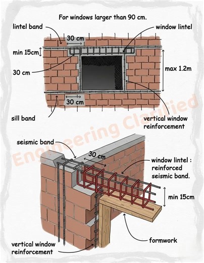 Construction details for a window lintel, particularly for windows wider than 90 cm . . #DSE #civil #steel #Concrete #cement #construction #civilengineering #contractor #building #architecture #TBT #loading #design #edit #educacion #quality #happy #electrical #electrician #home #House #power #knowledge #knowledgeispower #rockstar #details | DSE