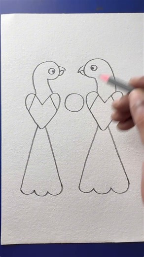 Simple and easy two birds drawing with nest