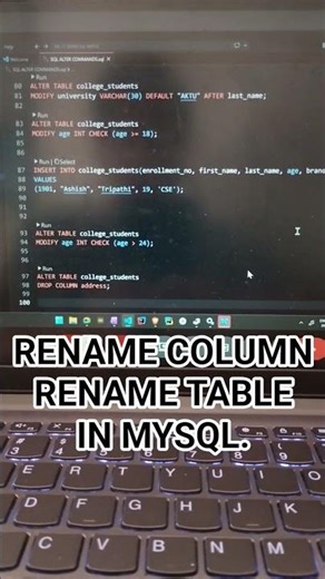 RENAME TABLE RENAME COLUMN | MYSQL | INTERVIEW QUESTIONS